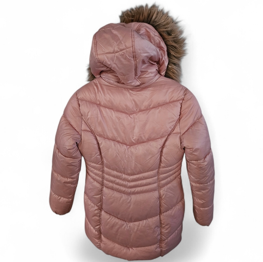 Michael Kors Blush Puffer Jacket with Faux Fur Trim Size 14 GIRLS - Picture 3 of 4